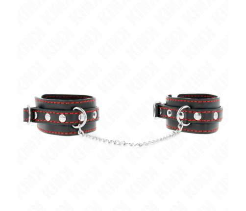 KINK - SMALL WRIST RESTRAINTS BLACK WITH RED LINING ADJUSTABLE 14-24 CM X 3.5 CM