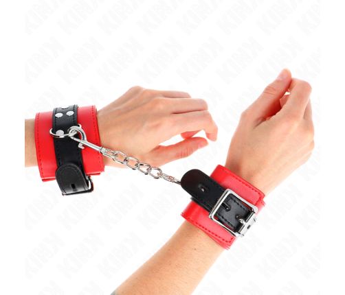 KINK - WRIST RESTRAINTS RED WITH BLACK BELT ADJUSTABLE 17-28 CM X 6 CM