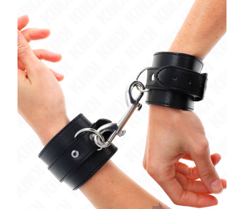 KINK - WRIST RESTRAINTS-SINGLE RIVET ROW AND BIG BUCKLE BLACK ADJUSTABLE 17-28 CM X 5 CM