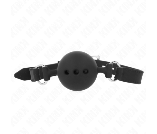 KINK - FULL SILICONE GAG 55 x 2 CM WITH 4.5 CM BALL SIZE M BLACK ADJUSTABLE 35-51 CM