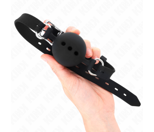 KINK - FULL SILICONE GAG 55 x 2 CM WITH 4.5 CM BALL SIZE M BLACK ADJUSTABLE 35-51 CM