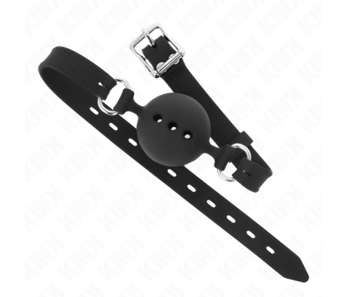 KINK - FULL SILICONE GAG 55 x 2 CM WITH 4.5 CM BALL SIZE M BLACK ADJUSTABLE 35-51 CM