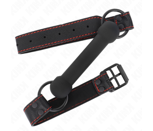 KINK - BONE GAG WITH LEATHERETTE STRAP BLACK ADJUSTABLE 41-57 CM