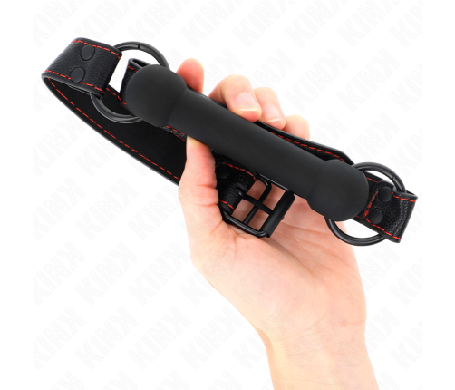 KINK - BONE GAG WITH LEATHERETTE STRAP BLACK ADJUSTABLE 41-57 CM