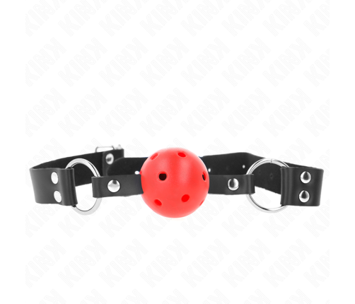 KINK - BREATHABLE BALL 4 CM GAG WITH DOUBLE RIVET RED 62.5 x 2.5 CM ADJUSTABLE 42-58 CM