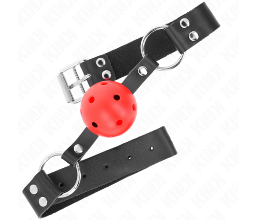 KINK - BREATHABLE BALL 4 CM GAG WITH DOUBLE RIVET RED 62.5 x 2.5 CM ADJUSTABLE 42-58 CM