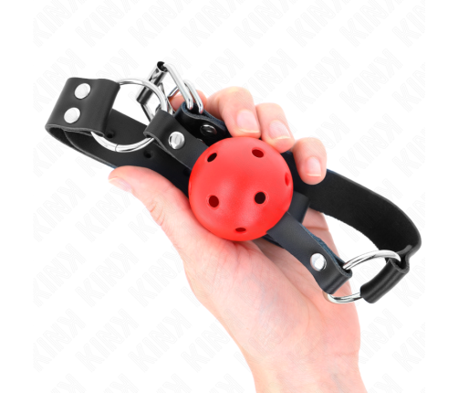 KINK - BREATHABLE BALL 4 CM GAG WITH DOUBLE RIVET RED 62.5 x 2.5 CM ADJUSTABLE 42-58 CM