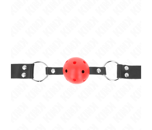KINK - BREATHABLE BALL 4 CM GAG WITH DOUBLE RIVET RED 62.5 x 2.5 CM ADJUSTABLE 42-58 CM