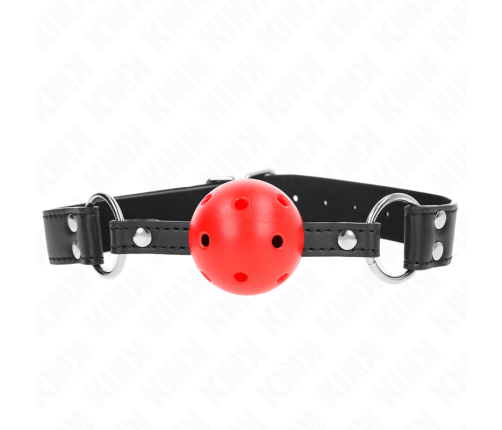 KINK - BREATHABLE BALL 4 CM GAG WITH DOUBLE RIVET LEATHER 62.5 x 2.5 CM ADJUSTABLE 42-58 CM