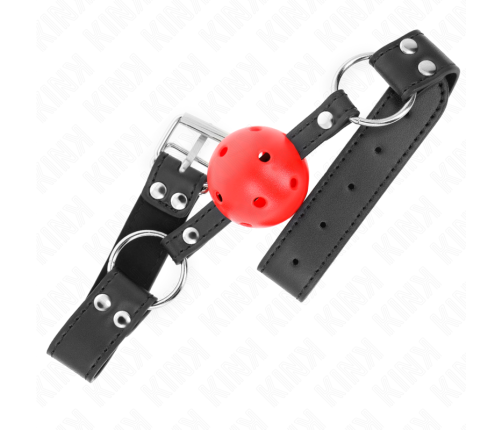 KINK - BREATHABLE BALL 4 CM GAG WITH DOUBLE RIVET LEATHER 62.5 x 2.5 CM ADJUSTABLE 42-58 CM