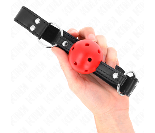 KINK - BREATHABLE BALL 4 CM GAG WITH DOUBLE RIVET LEATHER 62.5 x 2.5 CM ADJUSTABLE 42-58 CM