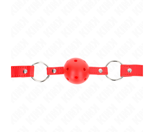 KINK - BREATHABLE BALL 4 CM GAG WITH DOUBLE RIVET MODEL 1 RED 62.5 x 2.5 CM ADJUSTABLE 42-58 CM