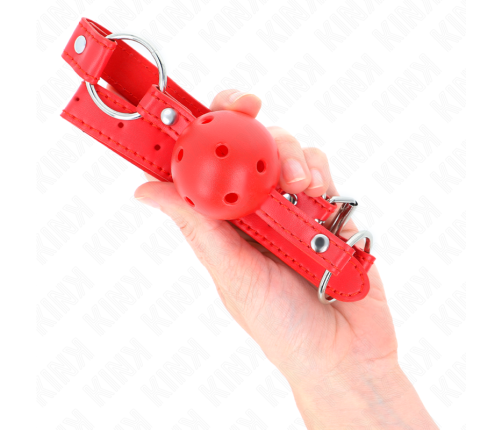 KINK - BREATHABLE BALL 4 CM GAG WITH DOUBLE RIVET MODEL 1 RED 62.5 x 2.5 CM ADJUSTABLE 42-58 CM