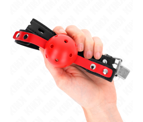 KINK - RED HOLLOW HARD BALL 4 CM GAG BLACK STRAP 60 x 2 CM ADJUSTABLE 37-52 CM