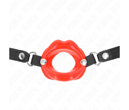 KINK - LIP 8 CM GAG WITH RED LEATHERETTE STRAP 63 x 2 CM ADJUSTABLE 39-58 CM