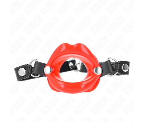 KINK - LIP 8 CM GAG WITH RED LEATHERETTE STRAP 63 x 2 CM ADJUSTABLE 39-58 CM