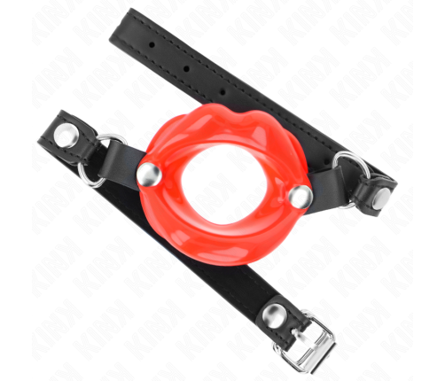 KINK - LIP 8 CM GAG WITH RED LEATHERETTE STRAP 63 x 2 CM ADJUSTABLE 39-58 CM