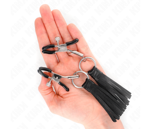 KINK - LEATHERETTE TASSEL NIPPLE CLAMPS 6 CM