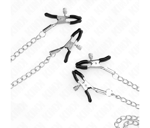 KINK - PINZAS PARA PEZONES Y CLÍTORIS 4 ENGANCHES AJUSTABLE PLATEADO