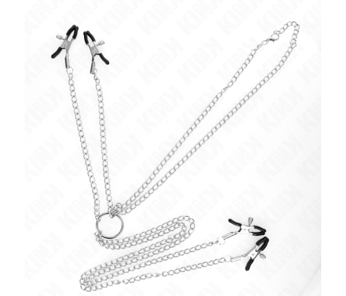 KINK - PINZAS PARA PEZONES Y CLÍTORIS 4 ENGANCHES AJUSTABLE PLATEADO