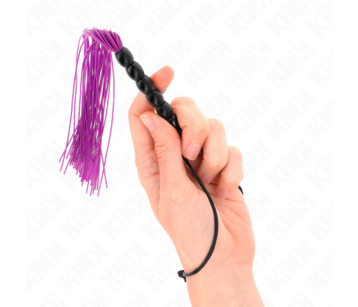 KINK - MINI SILICONE WHIP WITH 6 PURPLE BEADS 26 CM
