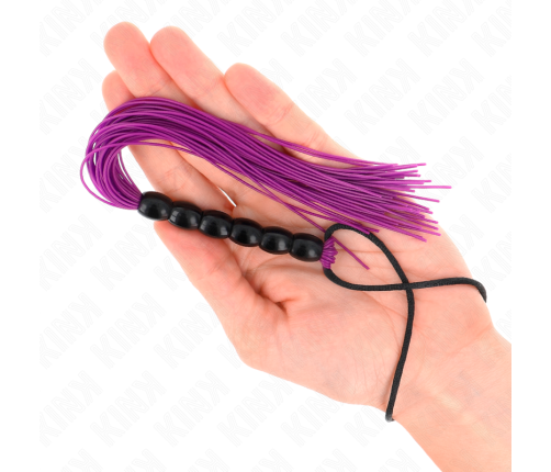 KINK - MINI SILICONE WHIP WITH 6 PURPLE BEADS 26 CM
