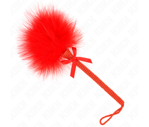 KINK - MASAJEADOR DE CUERDA DE NAILON CON PLUMAS PARA COSQUILLAS Y LAZO ROJO 25 CM