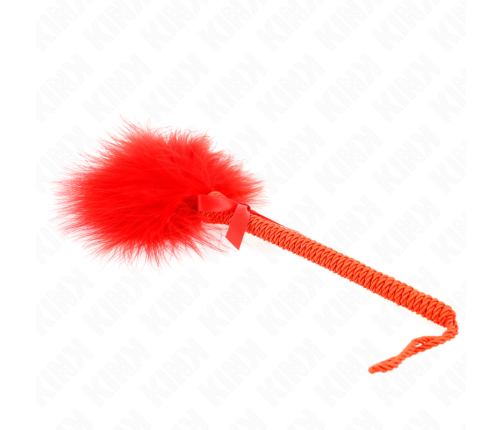 KINK - MASAJEADOR DE CUERDA DE NAILON CON PLUMAS PARA COSQUILLAS Y LAZO ROJO 25 CM