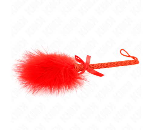 KINK - MASAJEADOR DE CUERDA DE NAILON CON PLUMAS PARA COSQUILLAS Y LAZO ROJO 25 CM