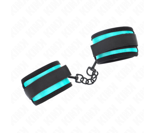 KINK - HOOK AND LOOP NYLON BIND WRIST RESTRAINTS BLACK-BLUE ADJUSTABLE 18-32 CM X 5 CM