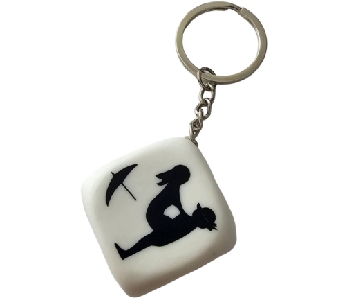 DIABLO PICANTE - WHITE DICE KEYCHAIN WITH POSES