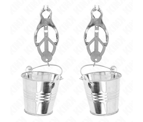 KINK - JAPANESE CLOVER NIPPLE CLAMPS WITH BUCKETS SILVER