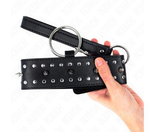 KINK - NECKLACE WITH LEASH 65 CM WITH SILVER STUDS MODEL 1 ADJUSTABLE 36-43 CM X 5 CM