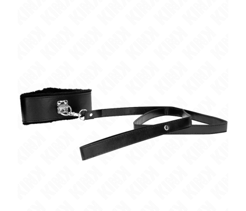 KINK - NECKLACE WITH LEASH 116 CM WITH SILVER STUDS MODEL 4 BLACK ADJUSTABLE 40-48 CM X 6 CM
