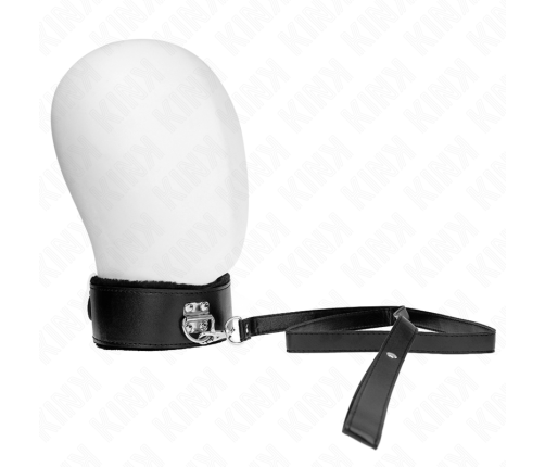 KINK - NECKLACE WITH LEASH 116 CM WITH SILVER STUDS MODEL 4 BLACK ADJUSTABLE 40-48 CM X 6 CM