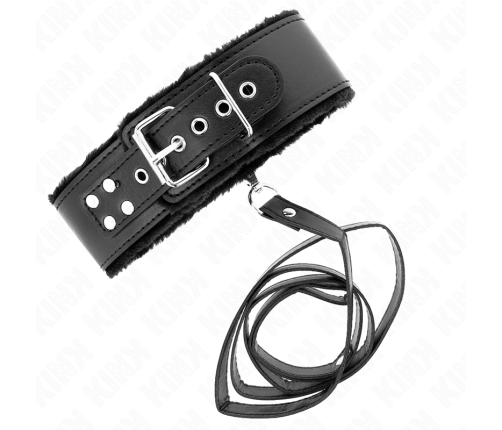 KINK - NECKLACE WITH LEASH 116 CM WITH SILVER STUDS MODEL 4 BLACK ADJUSTABLE 40-48 CM X 6 CM