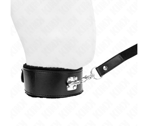 KINK - NECKLACE WITH LEASH 116 CM WITH SILVER STUDS MODEL 4 BLACK ADJUSTABLE 40-48 CM X 6 CM