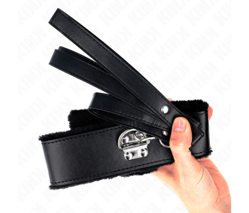 KINK - NECKLACE WITH LEASH 116 CM WITH SILVER STUDS MODEL 4 BLACK ADJUSTABLE 40-48 CM X 6 CM