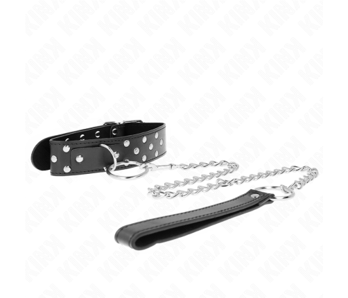 KINK - RING RIVET STRAP NECKLACE WITH BELT 65 CM BLACK ADJUSTABLE 36-50 CM X 3.8 CM