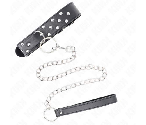 KINK - RING RIVET STRAP NECKLACE WITH BELT 65 CM BLACK ADJUSTABLE 36-50 CM X 3.8 CM