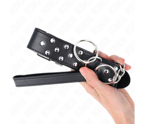 KINK - RING RIVET STRAP NECKLACE WITH BELT 65 CM BLACK ADJUSTABLE 36-50 CM X 3.8 CM
