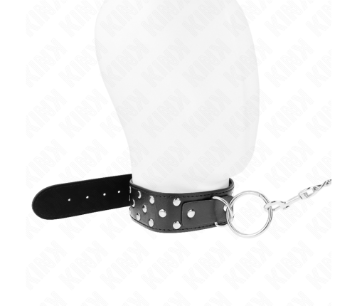 KINK - RING RIVET STRAP NECKLACE WITH BELT 65 CM BLACK ADJUSTABLE 36-50 CM X 3.8 CM