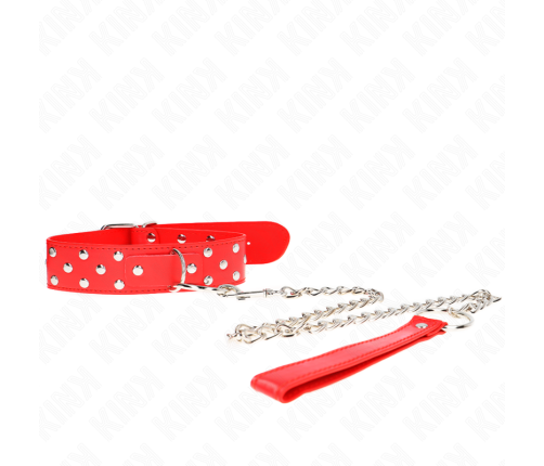 KINK - RING RIVET STRAP NECKLACE WITH BELT 65 CM RED ADJUSTABLE 36-50 CM X 3.8 CM