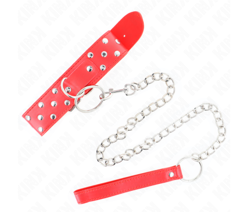 KINK - RING RIVET STRAP NECKLACE WITH BELT 65 CM RED ADJUSTABLE 36-50 CM X 3.8 CM
