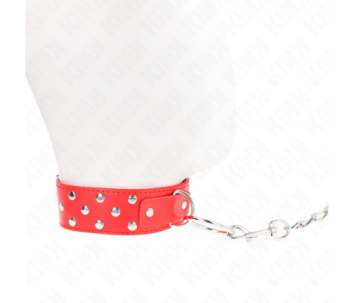 KINK - RING RIVET STRAP NECKLACE WITH BELT 65 CM RED ADJUSTABLE 36-50 CM X 3.8 CM