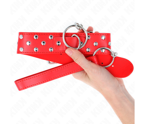 KINK - RING RIVET STRAP NECKLACE WITH BELT 65 CM RED ADJUSTABLE 36-50 CM X 3.8 CM