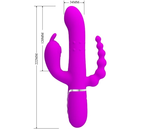 PRETTY LOVE - CAMMY TRIPLE VIBRADOR MULTIFUNCIÓN 4 EN 1 ROSA