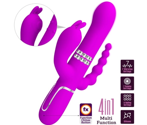 PRETTY LOVE - CAMMY TRIPLE VIBRADOR MULTIFUNCIÓN 4 EN 1 ROSA