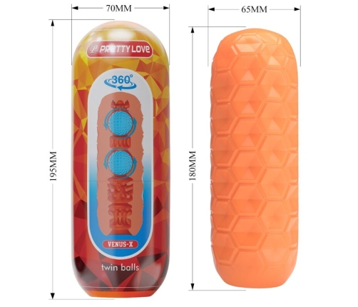 PRETTY LOVE - TWIN BALLS MASTURBADOR MASCULINO NARANJA