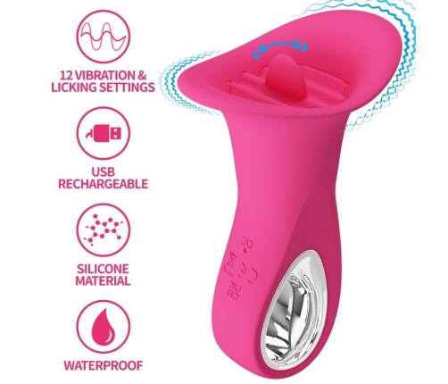 PRETTY LOVE - CLYDE VIBRADOR ORAL LENGUA VIBRADORA 12 VIBRACIONES ROSA
